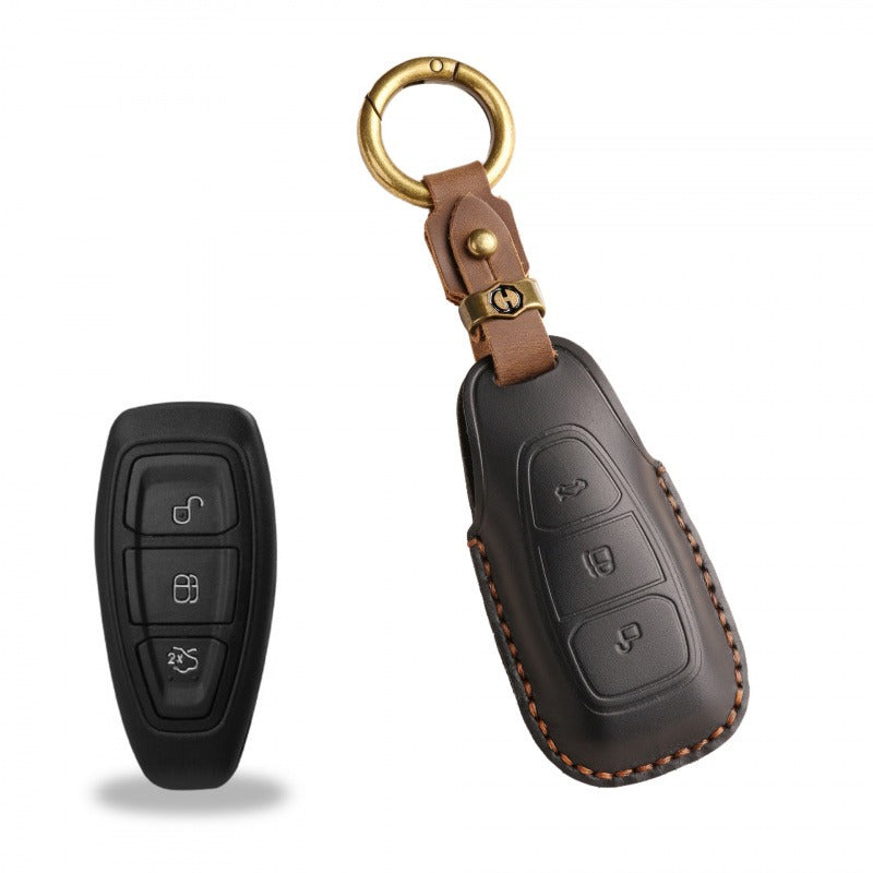 Ford Focus Handmade Leather Key Case(#FD306) - Black
