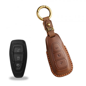 Ford Focus Handmade Leather Key Case(#FD306) - Brown