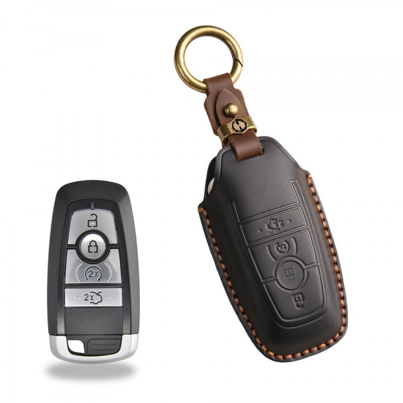 Ford Focus Mondeo Edge Leather Key Case(#FD243) - Key-4 / Black