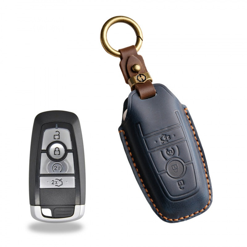 Ford Focus Mondeo Edge Leather Key Case(#FD243) - Key-4 / Blue