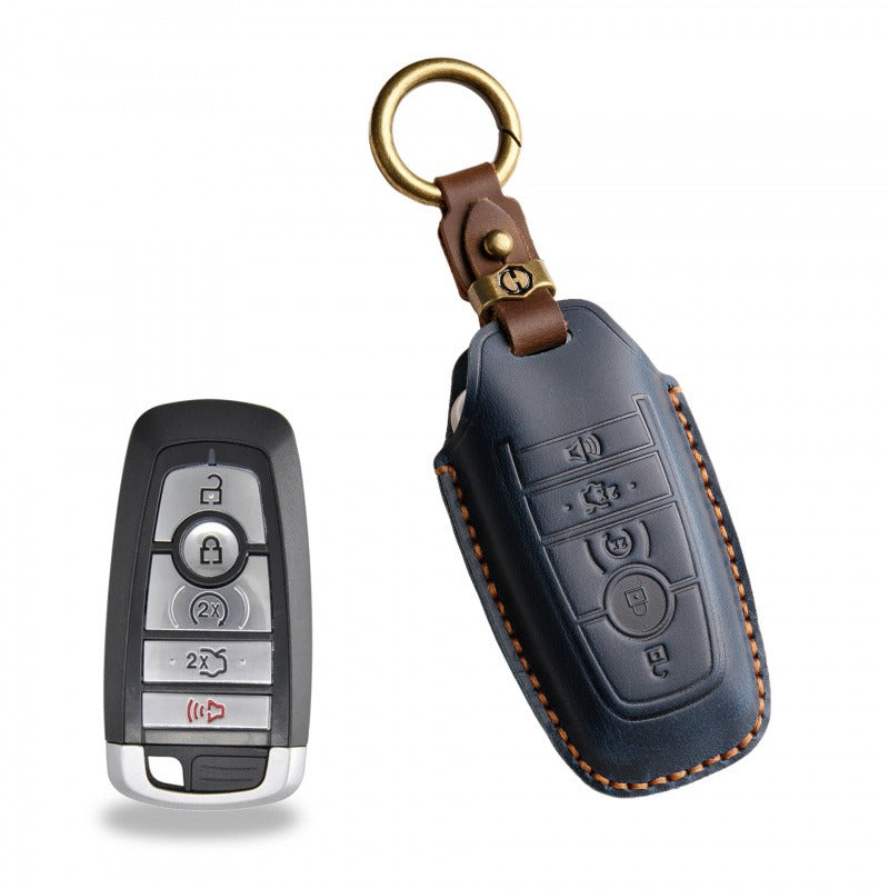 Ford Focus Mondeo Edge Leather Key Case(#FD243) - Key-5 / Blue