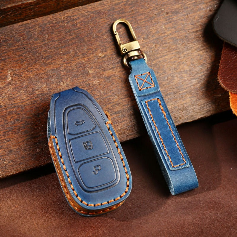 Ford Focus Mondeo Explorer Leather Key Case(#FO290) - Blue