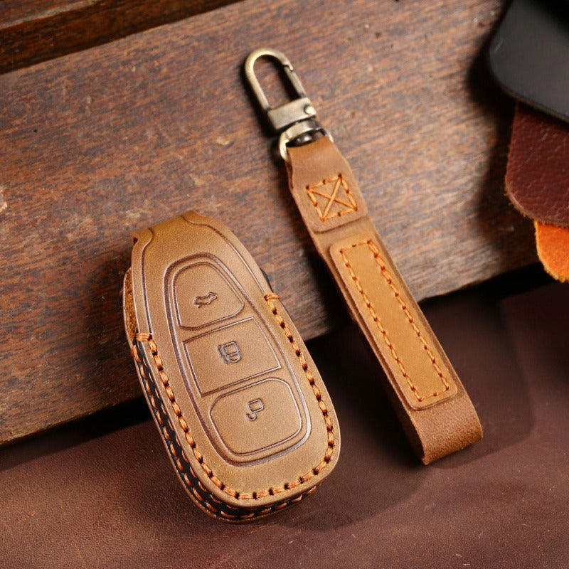 Ford Focus Mondeo Explorer Leather Key Case(#FO290) - Brown