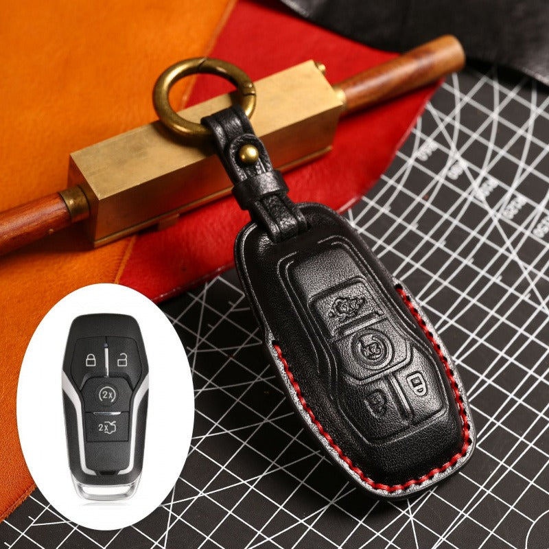 Ford Focus Mondeo Kuga Edge Taurus Leather Key Case(#FD299) - Key-4 / Black