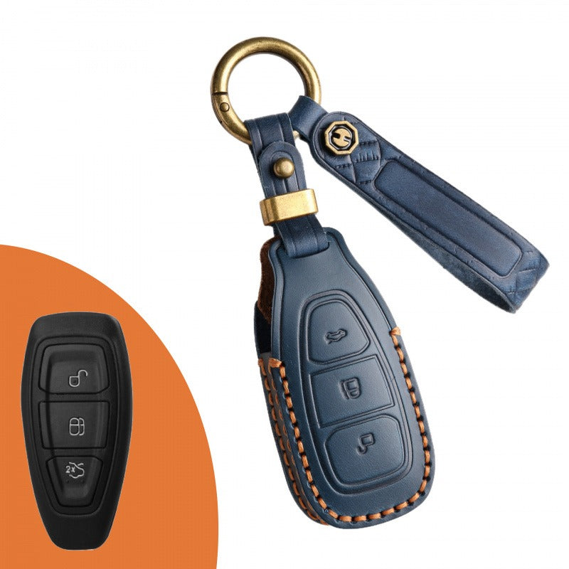 Ford Kuga EcoSport Focus Fiesta Leather Key Case(#FD259) - Blue