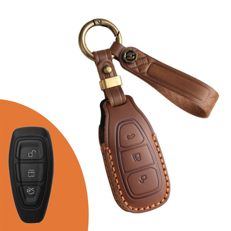 Ford Kuga EcoSport Focus Fiesta Leather Key Case(#FD259) - Brown