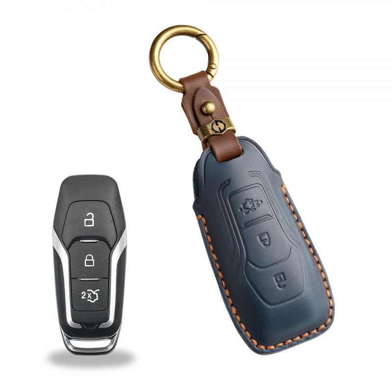 Ford Mondeo Edge Taurus Leather Key Case(#FD245) - Key-3 / Blue