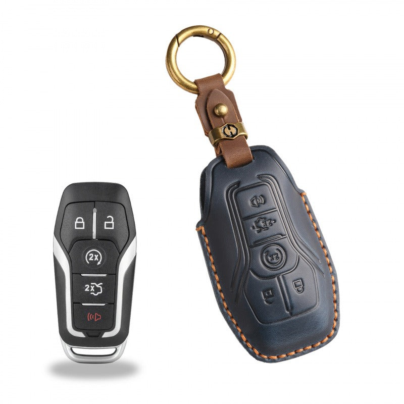 Ford Mondeo Edge Taurus Leather Key Case(#FD245) - Key-5 / Blue