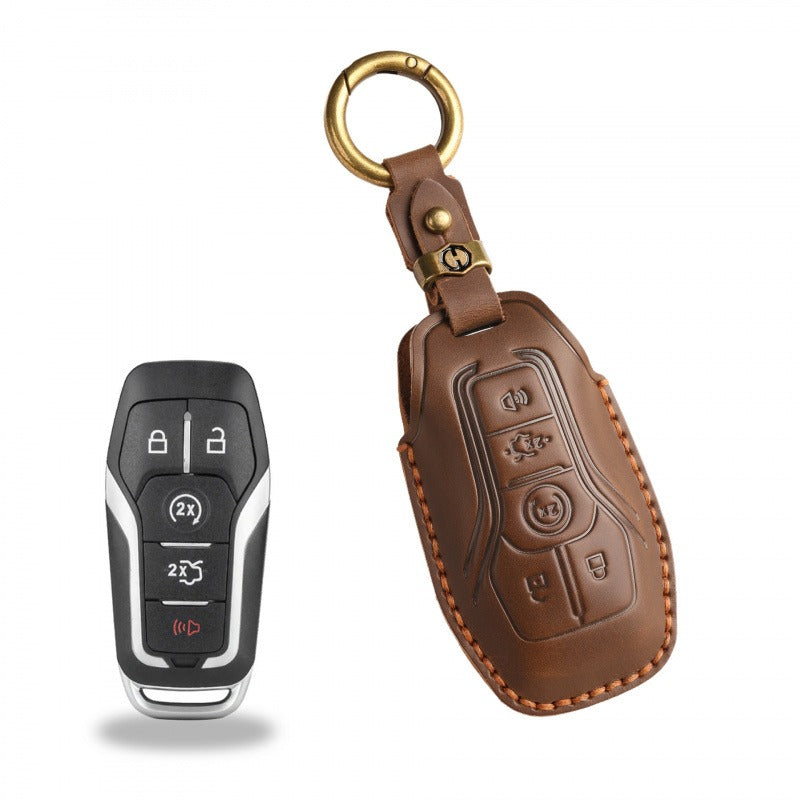 Ford Mondeo Edge Taurus Leather Key Case(#FD245) - Key-5 / Brown