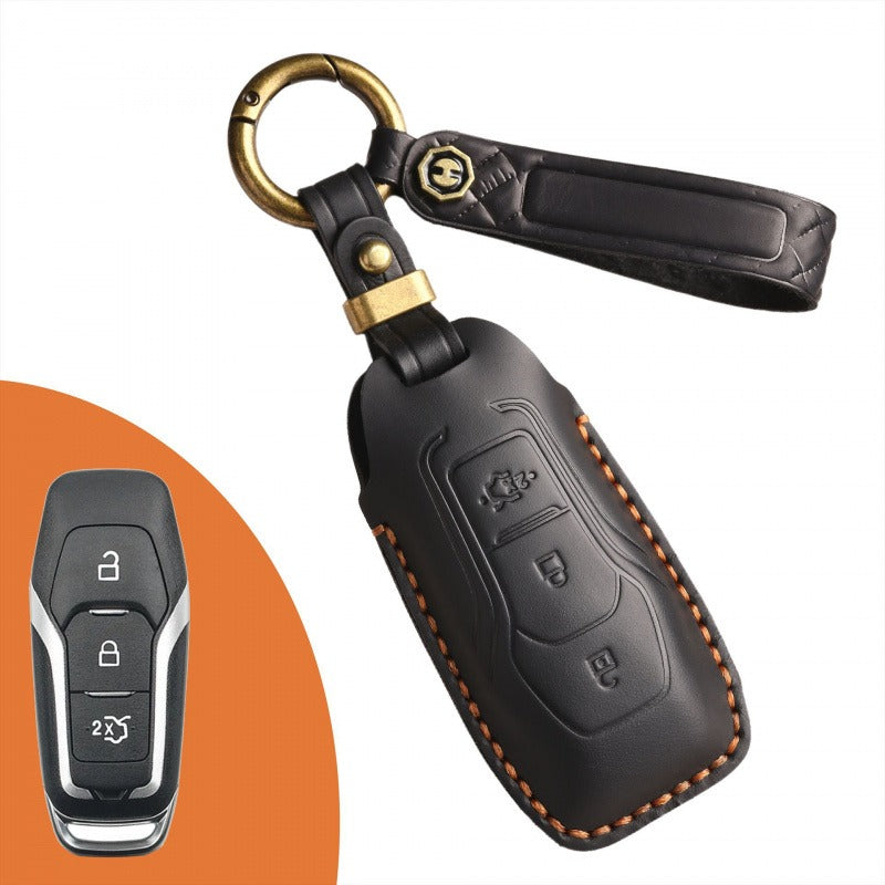 Ford Mondeo Edge Taurus Leather Key Case(#FD296) - Key-3 / Brown