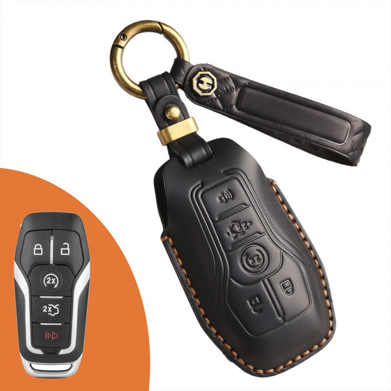 Ford Mondeo Edge Taurus Leather Key Case(#FD296) - Key-5 / Black