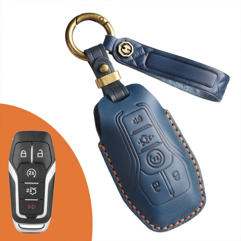 Ford Mondeo Edge Taurus Leather Key Case(#FD296) - Key-5 / Blue
