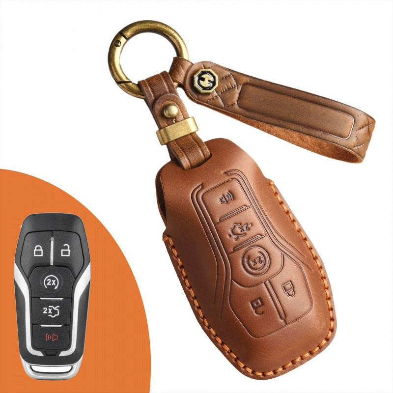 Ford Mondeo Edge Taurus Leather Key Case(#FD296) - Key-5 / Brown