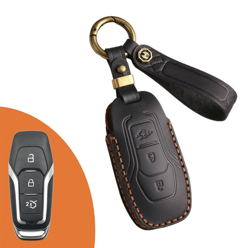 Ford Mondeo Mustang Explorer Leather Key Case(#FO291) - Key-3 / Black