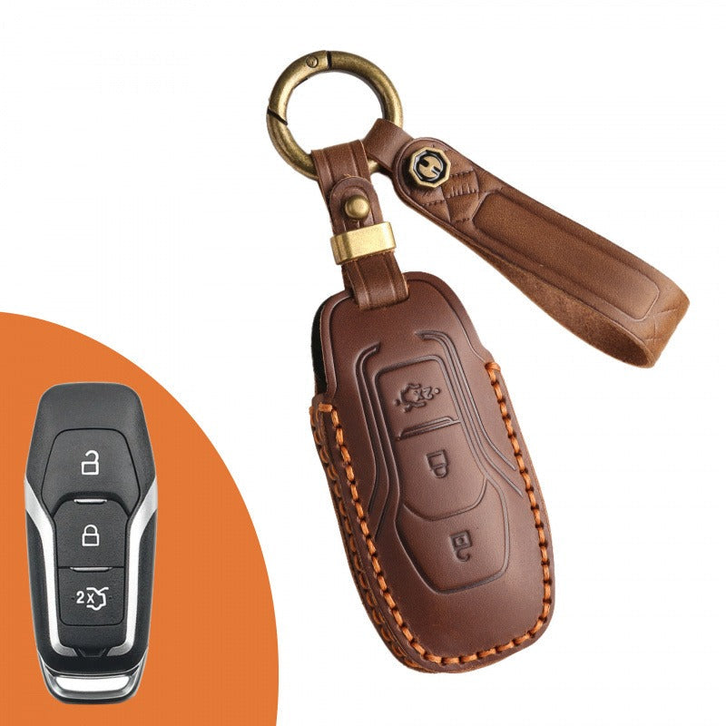 Ford Mondeo Mustang Explorer Leather Key Case(#FO291) - Key-3 / Brown