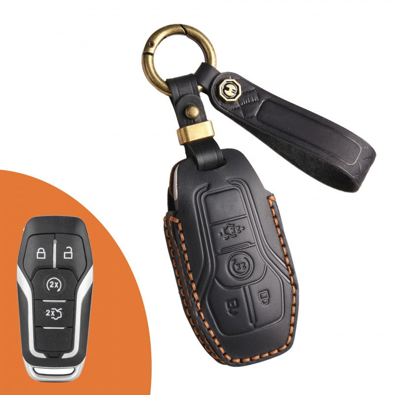 Ford Mondeo Mustang Explorer Leather Key Case(#FO291) - Key-4 / Black