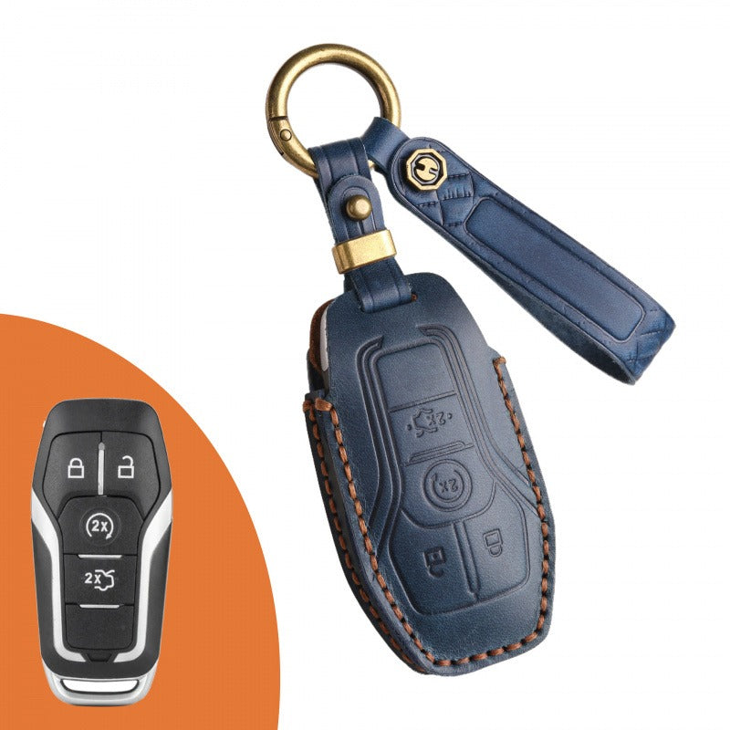 Ford Mondeo Mustang Explorer Leather Key Case(#FO291) - Key-4 / Blue