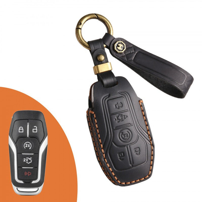 Ford Mondeo Mustang Explorer Leather Key Case(#FO291) - Key-5 / Black