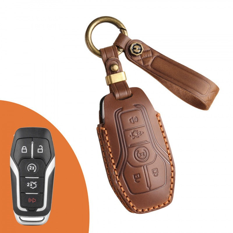 Ford Mondeo Mustang Explorer Leather Key Case(#FO291) - Key-5 / Brown