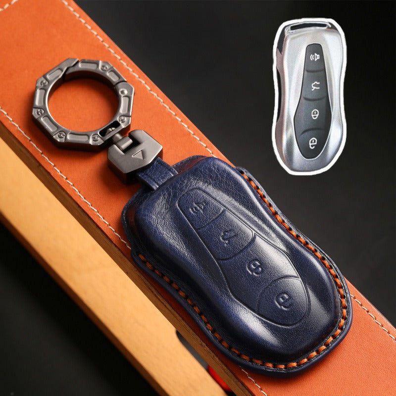 Geely Boyue Pro Xingyue S Leather Key Case(#GE61) - Blue