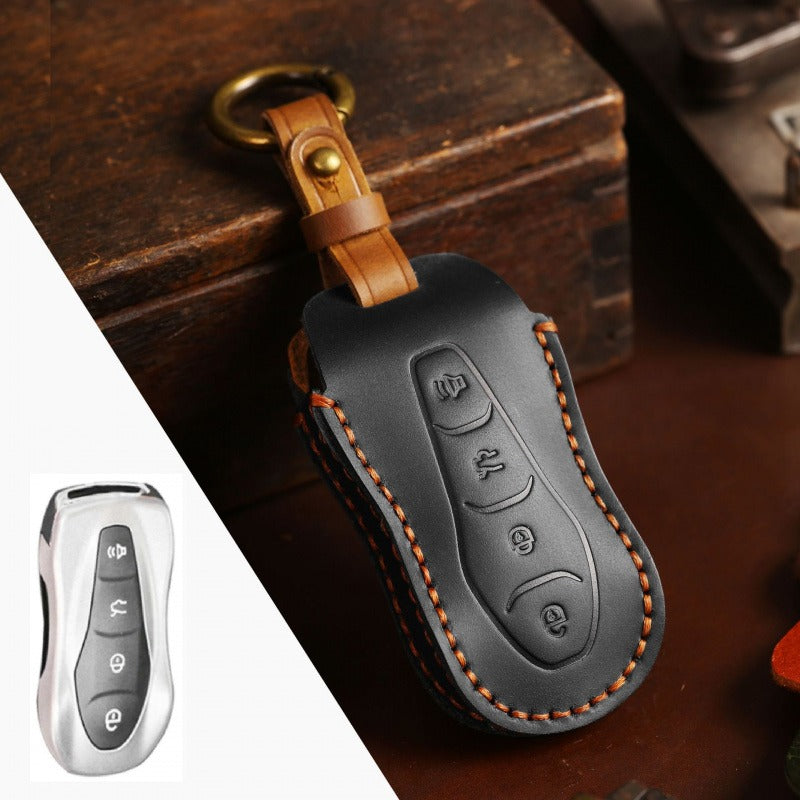 Geely Crazy Horse Leather Key Case Boyue Emgrand Xingyue Borui(#GE52) - Brown