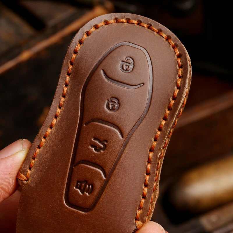 Geely Crazy Horse Leather Key Case Boyue Emgrand Xingyue Borui(#GE52)