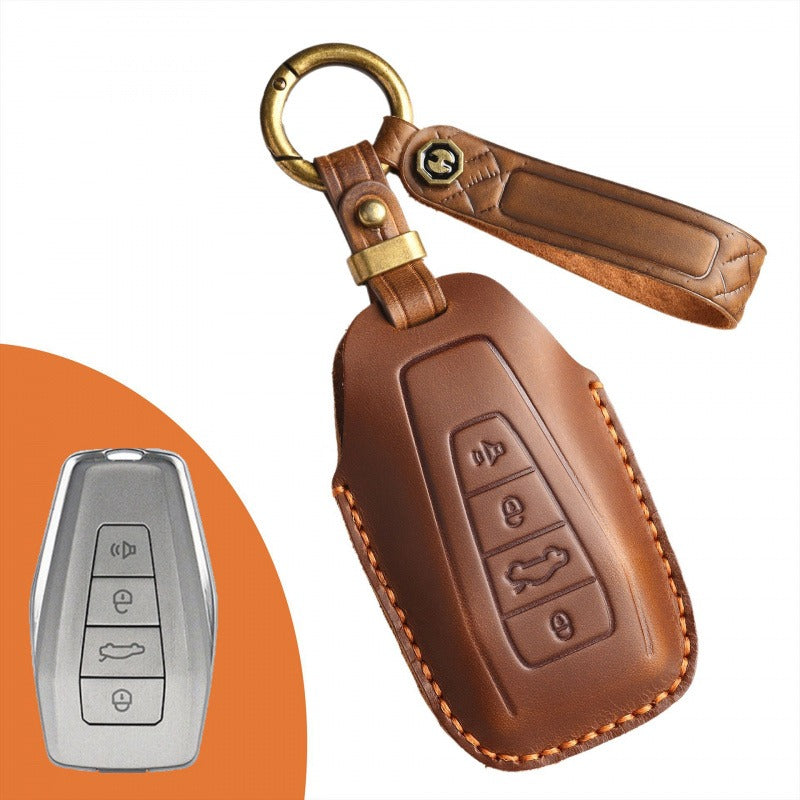 Geely Emgrand Binrui Leather Key Case(#GE55) - Brown / Type