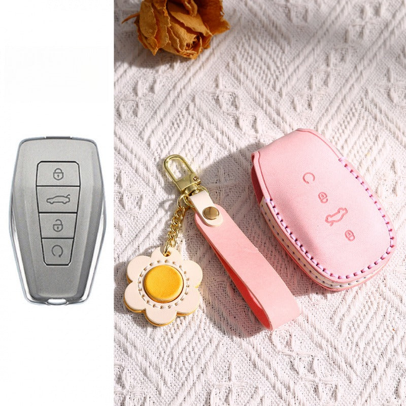 Geely Frosted Wax Leather Key Case Xingyue L Xingrui Boyue(#GE60) - Type B / Pink