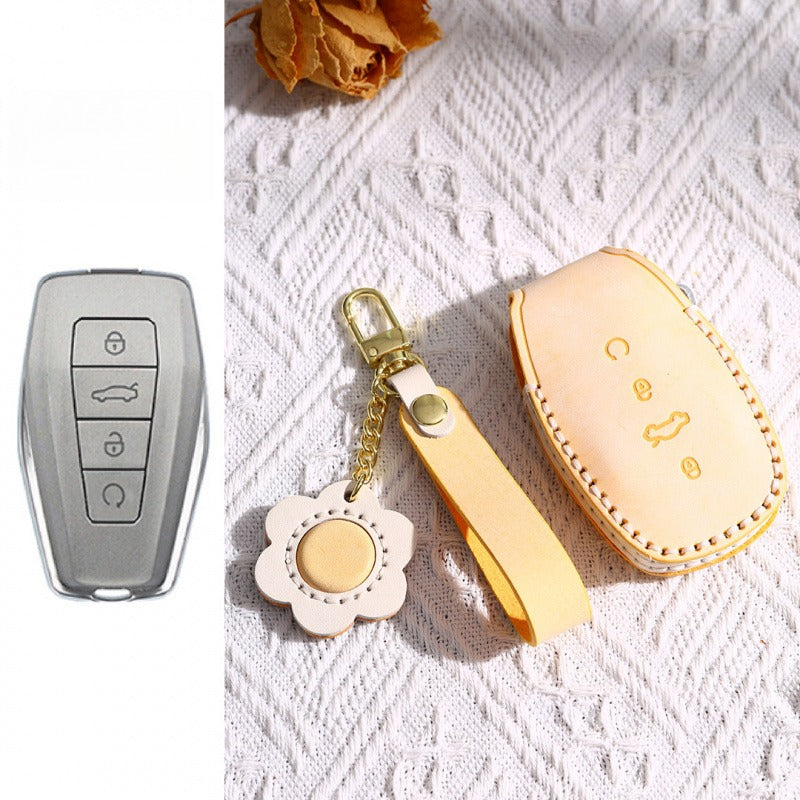 Geely Frosted Wax Leather Key Case Xingyue L Xingrui Boyue(#GE60) - Type B / Orange
