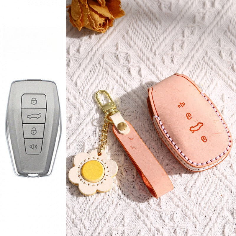 Geely Frosted Wax Leather Key Case Xingyue L Xingrui Boyue(#GE60) - Type A / Orange