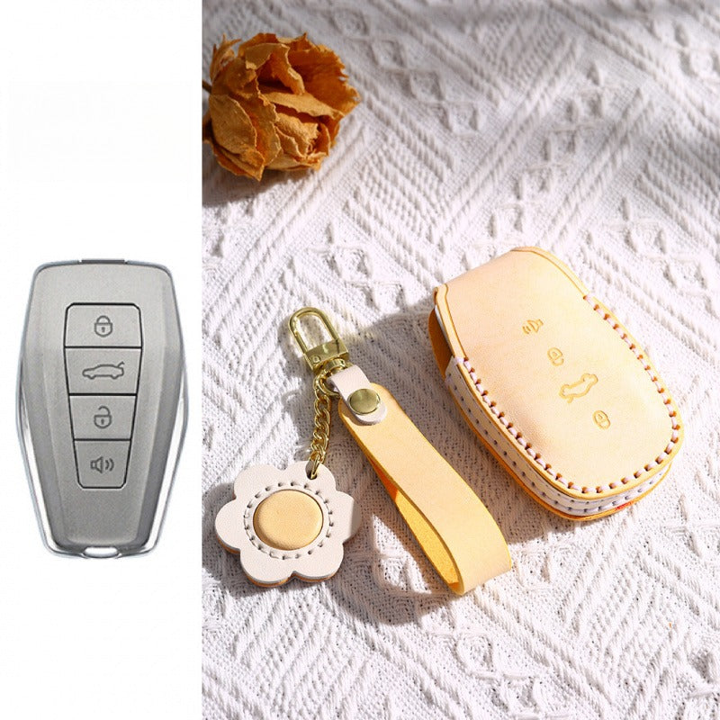 Geely Frosted Wax Leather Key Case Xingyue L Xingrui Boyue(#GE60) - Type A / Yellow