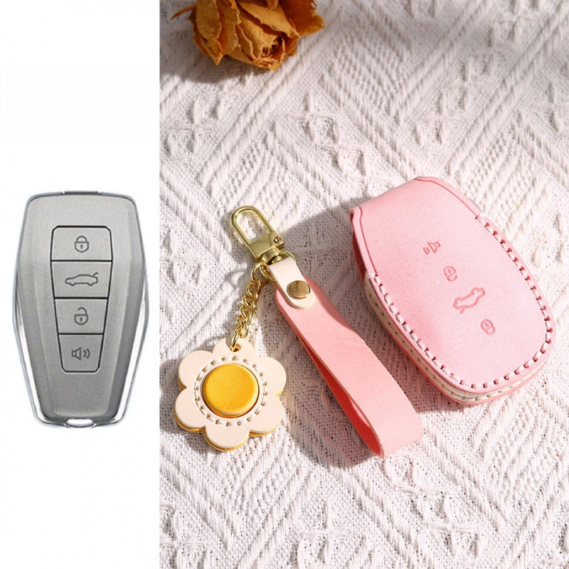 Geely Frosted Wax Leather Key Case Xingyue L Xingrui Boyue(#GE60) - Type A / Pink