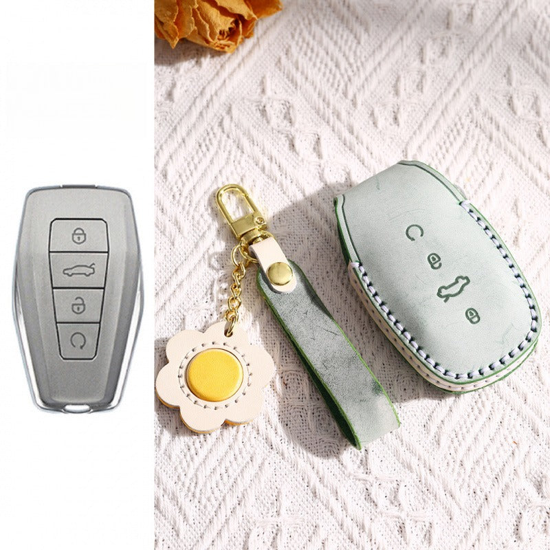 Geely Frosted Wax Leather Key Case Xingyue L Xingrui Boyue(#GE60) - Type B / Green