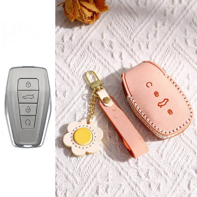 Geely Frosted Wax Leather Key Case Xingyue L Xingrui Boyue(#GE60) - Type B / Yellow