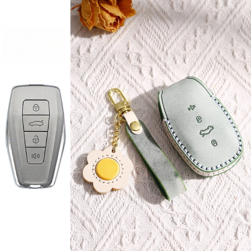 Geely Frosted Wax Leather Key Case Xingyue L Xingrui Boyue(#GE60) - Type A / Green