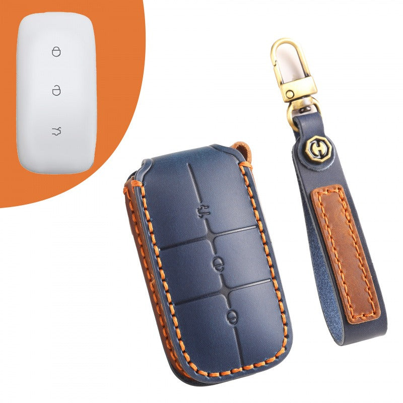 Geely Galaxy L7 L6 E8 Leather Key Case(#GE53) - Blue