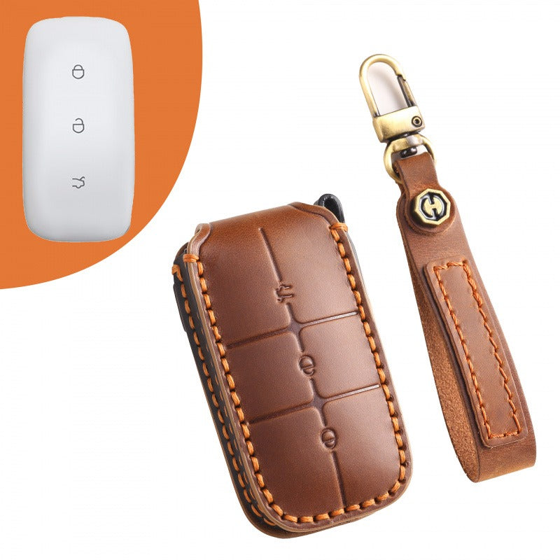 Geely Galaxy L7 L6 E8 Leather Key Case(#GE53) - Brown