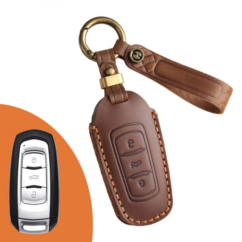 Geely Key Case Emgrand GS Global Hawk Englon Vision Leather Cover(#GE51) - Brown