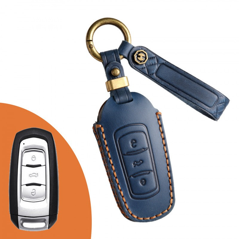 Geely Key Case Emgrand GS Global Hawk Englon Vision Leather Cover(#GE51) - Blue