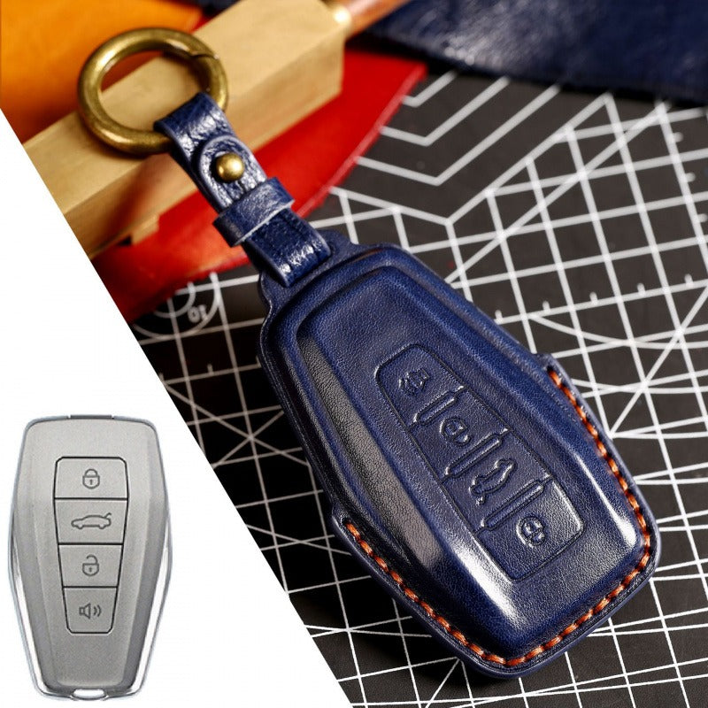 Geely Leather Key Case GL Emgrand GS X6 Binyue Binrui Borui（#GE46) - Blue
