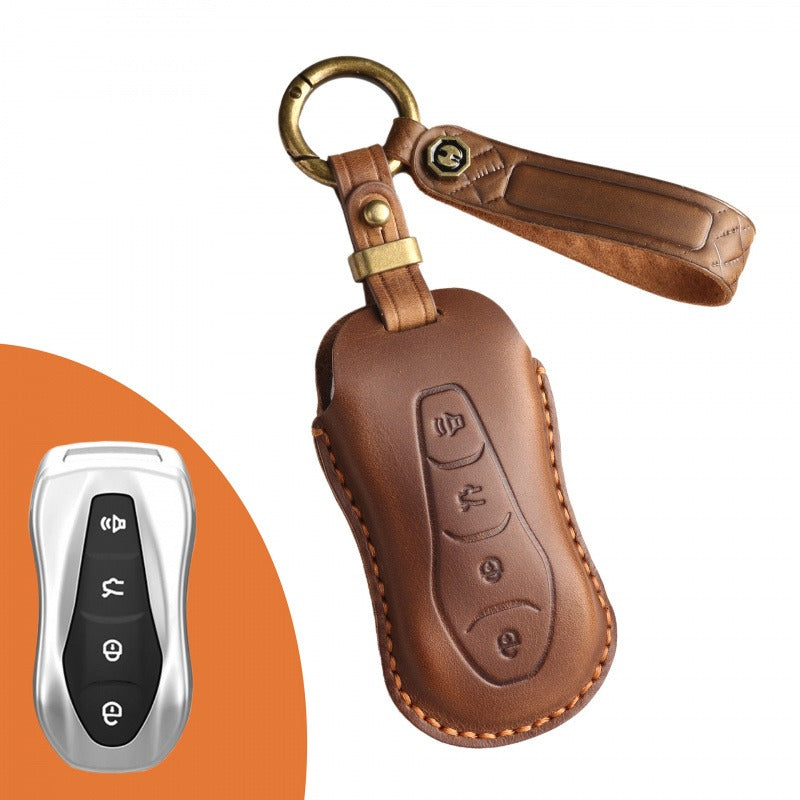Geely Xingyue Boyue Pro Leather Key Case(#GE48) - Brown