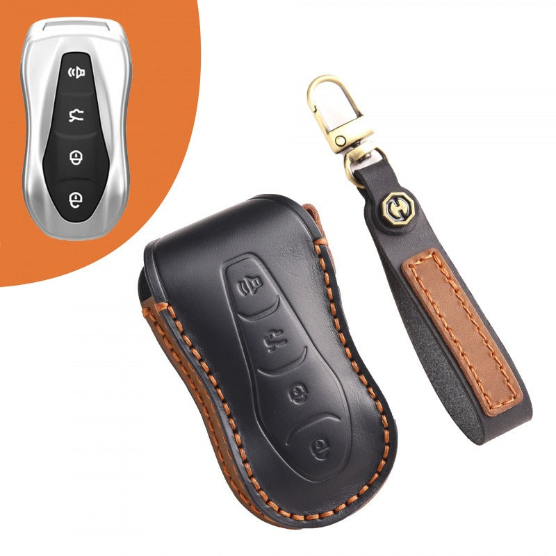 Geely Xingyue Leather Key Case(#GE57) - Black