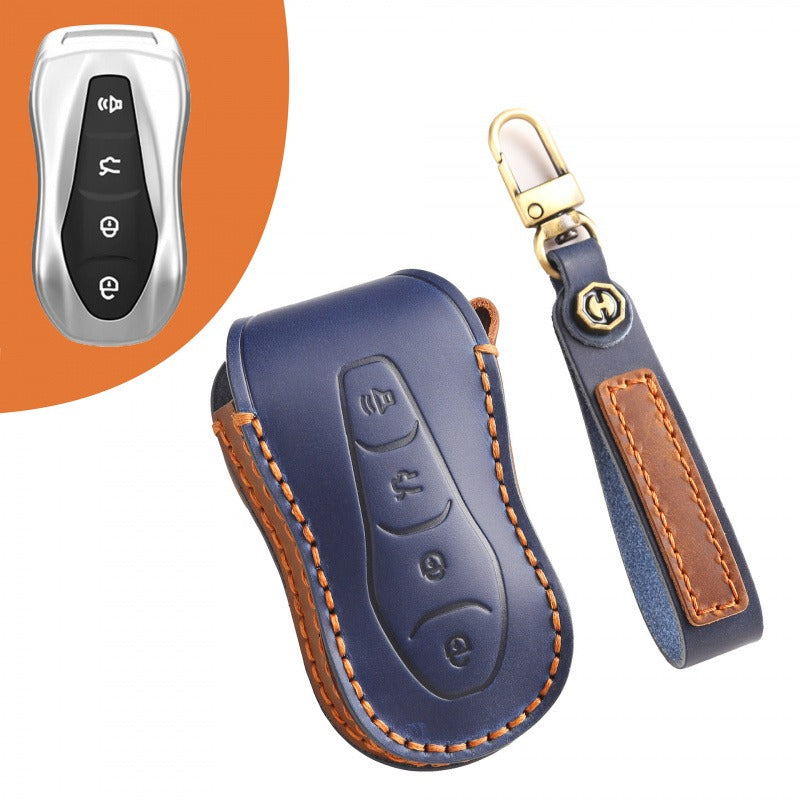 Geely Xingyue Leather Key Case(#GE57) - Blue