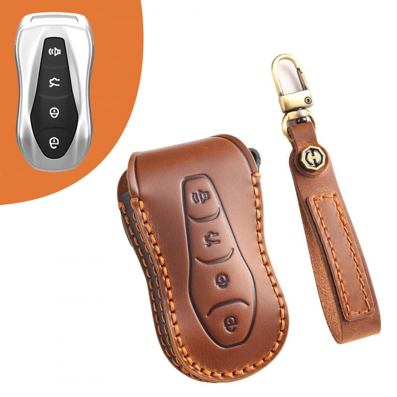 Geely Xingyue Leather Key Case(#GE57) - Brown