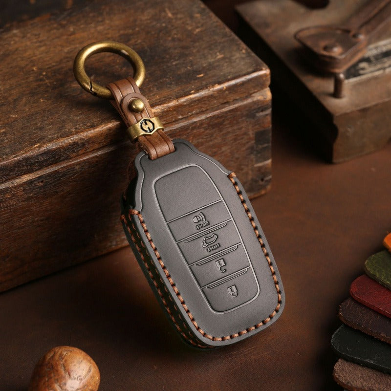 Handmade Leather Key Case for Toyota Sienna Alphard Vellfire(#TA06) - 4-key / Brown