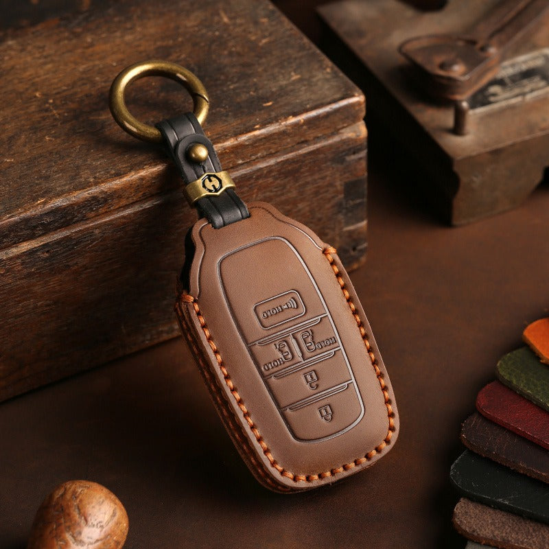 Handmade Leather Key Case for Toyota Sienna Alphard Vellfire(#TA06) - US version 5-key / Brown