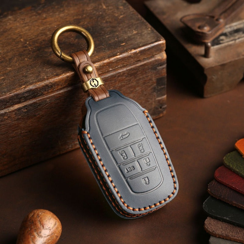 Handmade Leather Key Case for Toyota Sienna Alphard Vellfire(#TA06) - 6-key / Blue