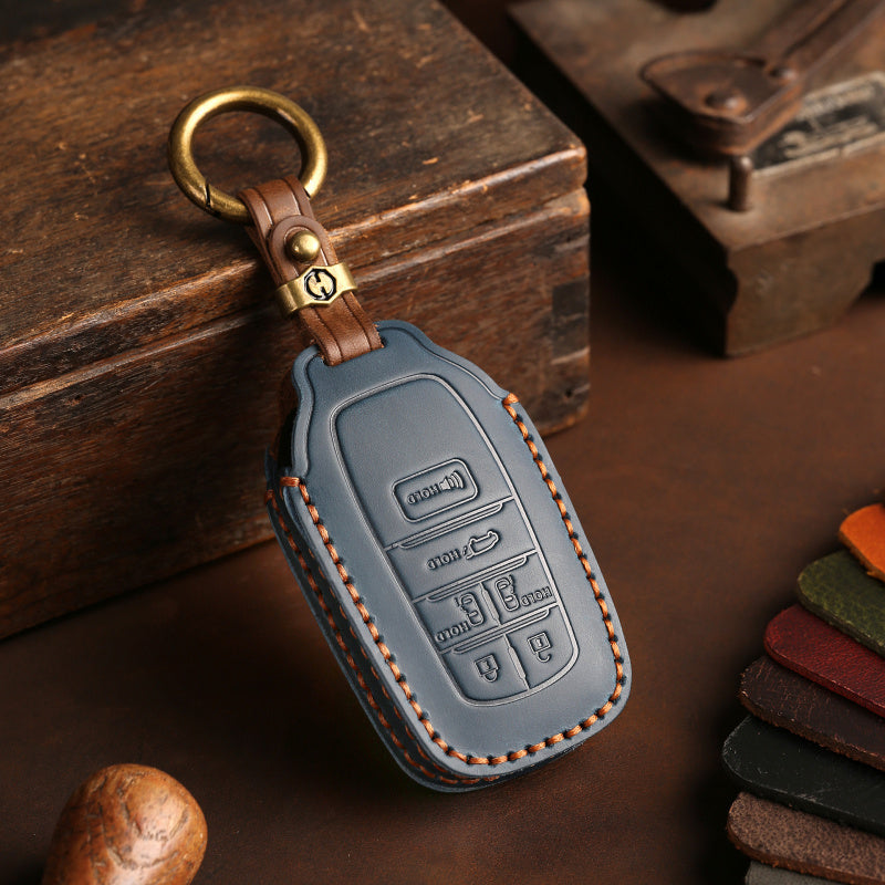 Handmade Leather Key Case for Toyota Sienna Alphard Vellfire(#TA06) - US version 6-key / Blue