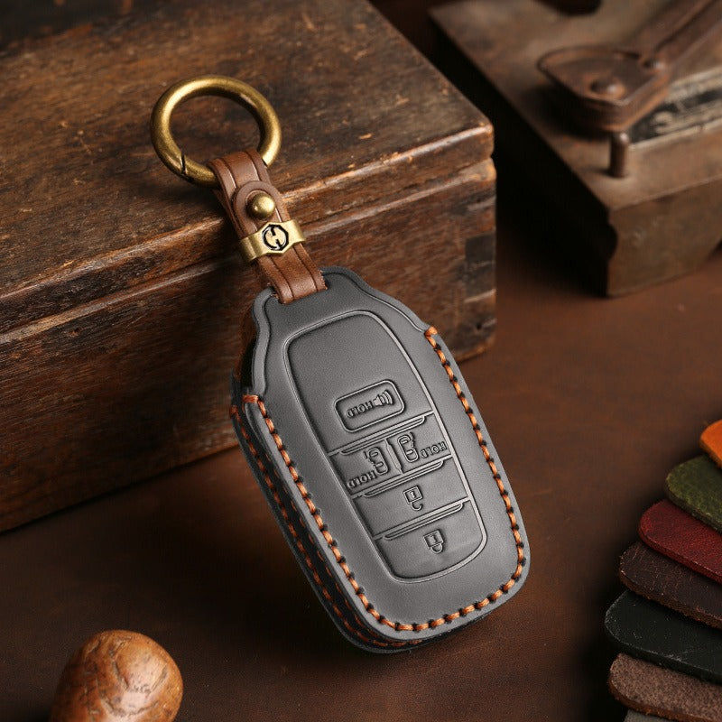 Handmade Leather Key Case for Toyota Sienna Alphard Vellfire(#TA06) - US version 5-key / Black