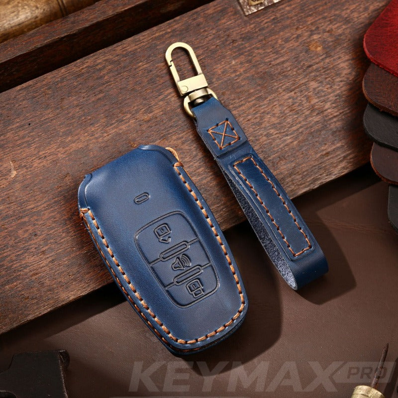 Haval H6 Coupe Tank 300 Big Dog Good Cat Leather Key Case(#GW118) - Blue / Key-3